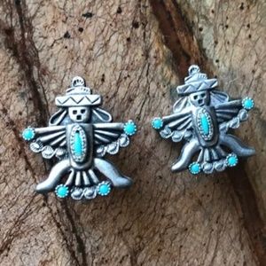 Native American Vibe Turquoise Silver Sancrest Earrings